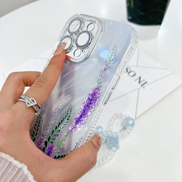 Electroplating Flowers Plants Texture Wristband TPU Phone Case, For iPhone 15 Pro Max