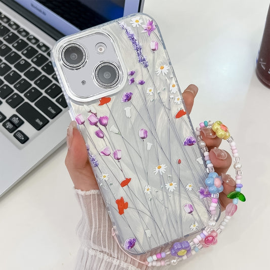 Electroplating Flower Texture Wristband TPU Phone Case, For iPhone 14, For iPhone 14 Pro, For iPhone 14 Pro Max, For iPhone 13 Pro Max