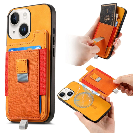 Retro Magsafe Cross Leather Pull-Out Card Bag Back Phone Case, For iPhone 13, For iPhone 12 / 12 Pro, For iPhone 12 Pro Max