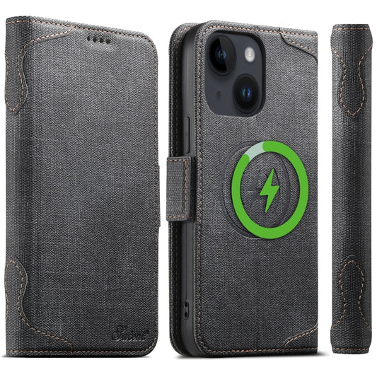 Suteni J07 Multi-functional Horizontal MagSafe Denim Leather Phone Case, For iPhone 14 Plus, For iPhone 14, For iPhone 14 Pro, For iPhone 14 Pro Max, For iPhone 13 Pro Max, For iPhone 13 Pro, For iPhone 13, For iPhone 12