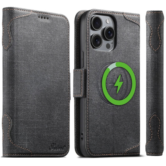 Suteni J07 Multi-functional Horizontal MagSafe Denim Leather Phone Case, For iPhone 12 Pro Max, For iPhone 12 Pro