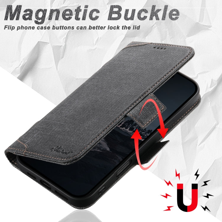 Suteni J07 Multi-functional Horizontal MagSafe Denim Leather Phone Case, For iPhone 12 Pro Max, For iPhone 12 Pro