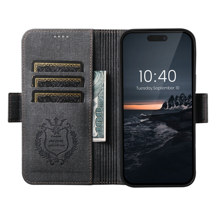 Suteni J07 Multi-functional Horizontal MagSafe Denim Leather Phone Case, For iPhone 12 Pro Max, For iPhone 12 Pro