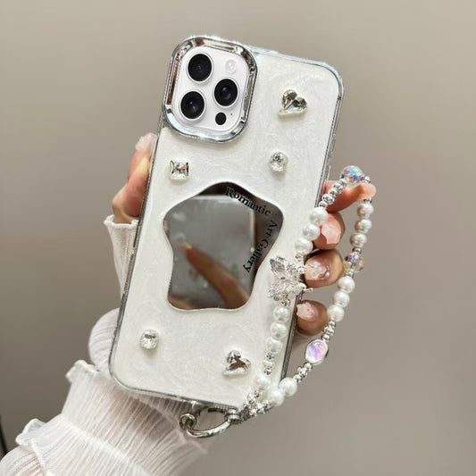 Cream Mirror Bracelet Chain TPU Phone Case, For iPhone 16 Pro Max, For iPhone 16 Pro, For iPhone 16 Plus, For iPhone 16, For iPhone 15 Pro Max, For iPhone 15 Pro, For iPhone 15 Plus, For iPhone 15, For iPhone 14 Plus, For iPhone 14, For iPhone 14 Pro��...