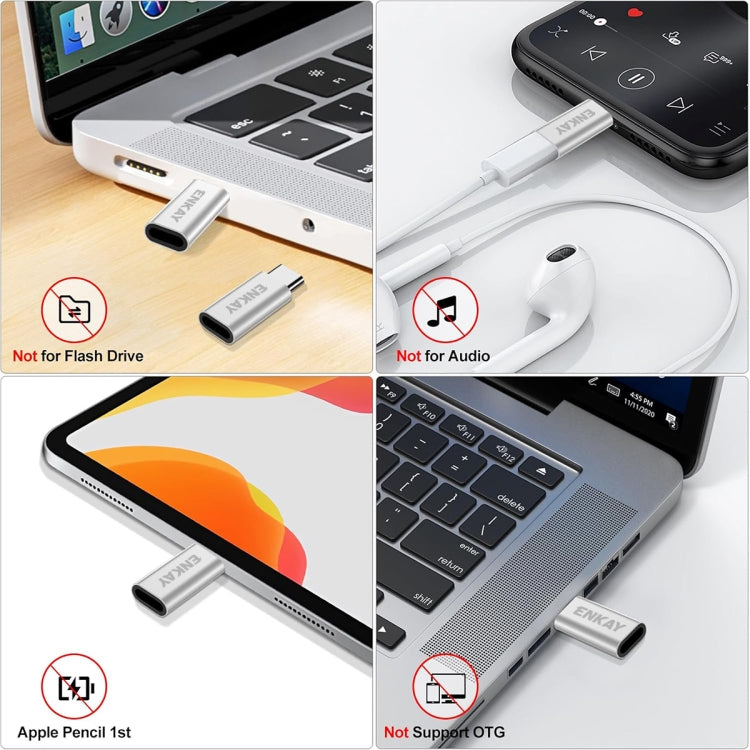 ENKAY ENK-AT120 Aluminium Alloy 8 Pin to Type-C Data Transfer & Charging Adapter, ENK-AT120