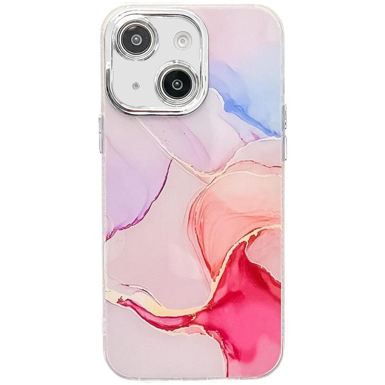 Electroplated Marble Texture Phone Case, For iPhone 15