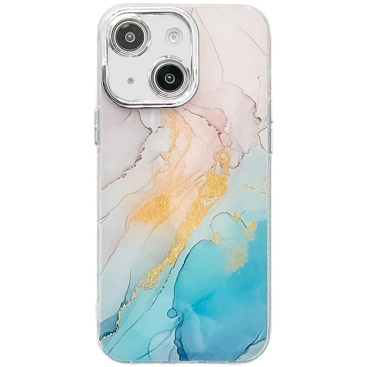 Electroplated Marble Texture Phone Case, For iPhone 15