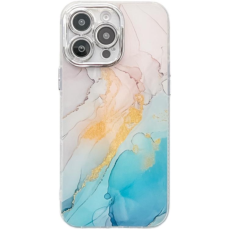 Electroplated Marble Texture Phone Case, For iPhone 15 Pro