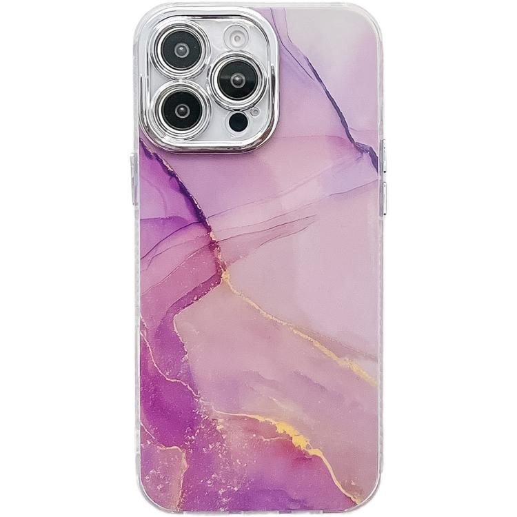 Electroplated Marble Texture Phone Case, For iPhone 15 Pro