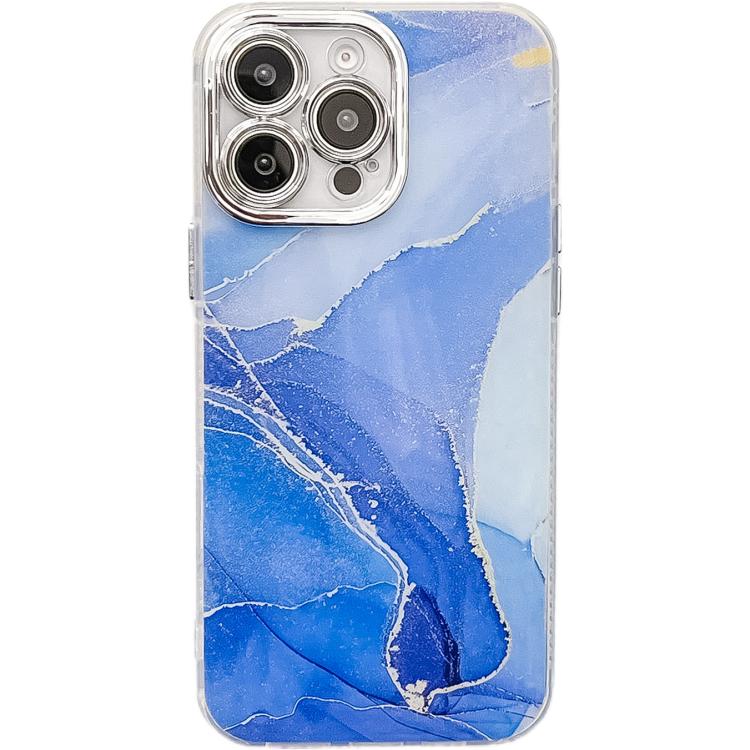 Electroplated Marble Texture Phone Case, For iPhone 15 Pro