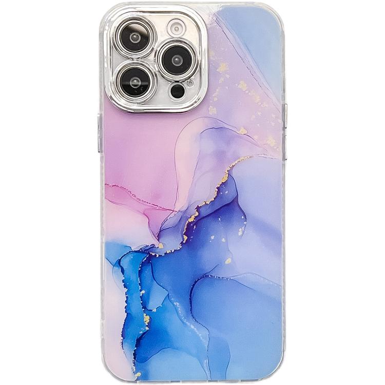 Electroplated Marble Texture Phone Case, For iPhone 15 Pro