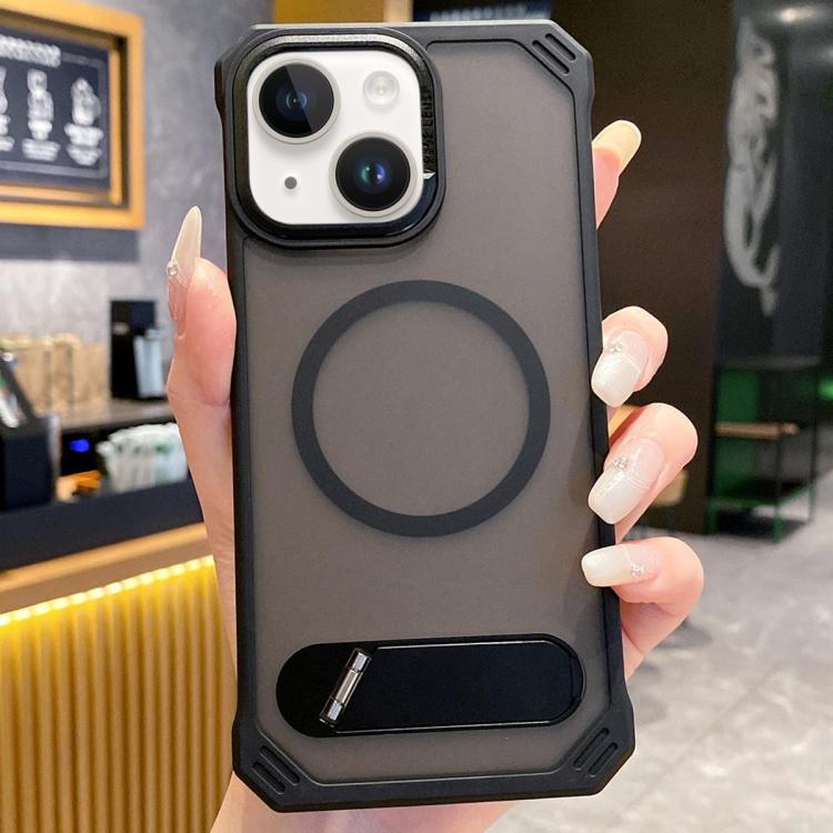 Skin Feel Frameless MagSafe PC Phone Case with Fold Holder, For iPhone 15 Pro Max, For iPhone 15 Pro, For iPhone 15, For iPhone 14