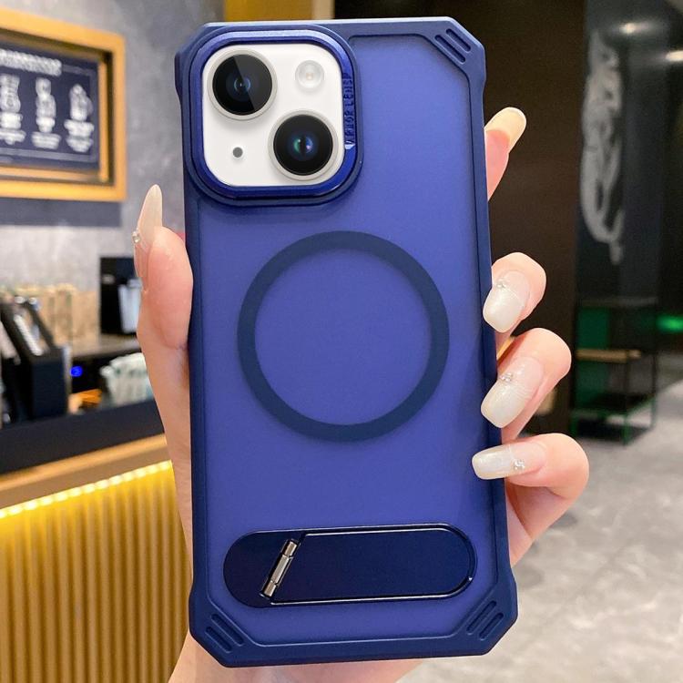 Skin Feel Frameless MagSafe PC Phone Case with Fold Holder, For iPhone 15 Pro Max, For iPhone 15 Pro, For iPhone 15, For iPhone 14