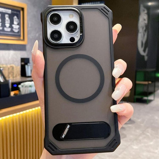 Skin Feel Frameless MagSafe PC Phone Case with Fold Holder, For iPhone 15 Pro Max, For iPhone 15 Pro, For iPhone 15, For iPhone 14