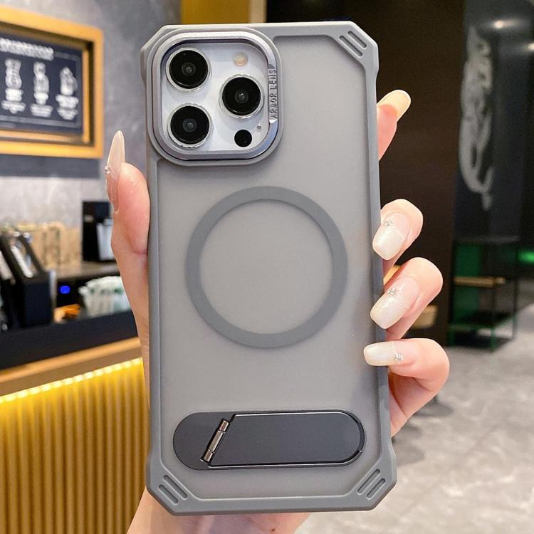 Skin Feel Frameless MagSafe PC Phone Case with Fold Holder, For iPhone 15 Pro Max, For iPhone 15 Pro, For iPhone 15, For iPhone 14