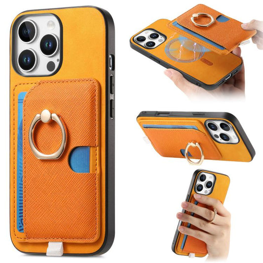 Retro Cross Leather Ring Side Insert Card Bag MagSafe Phone Case