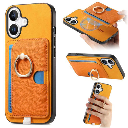 Retro Cross Leather Ring Side Insert Card Bag MagSafe Phone Case