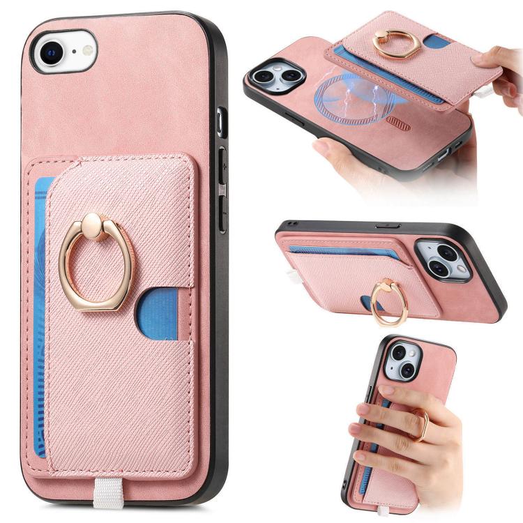Retro Cross Leather Ring Side Insert Card Bag MagSafe Phone Case