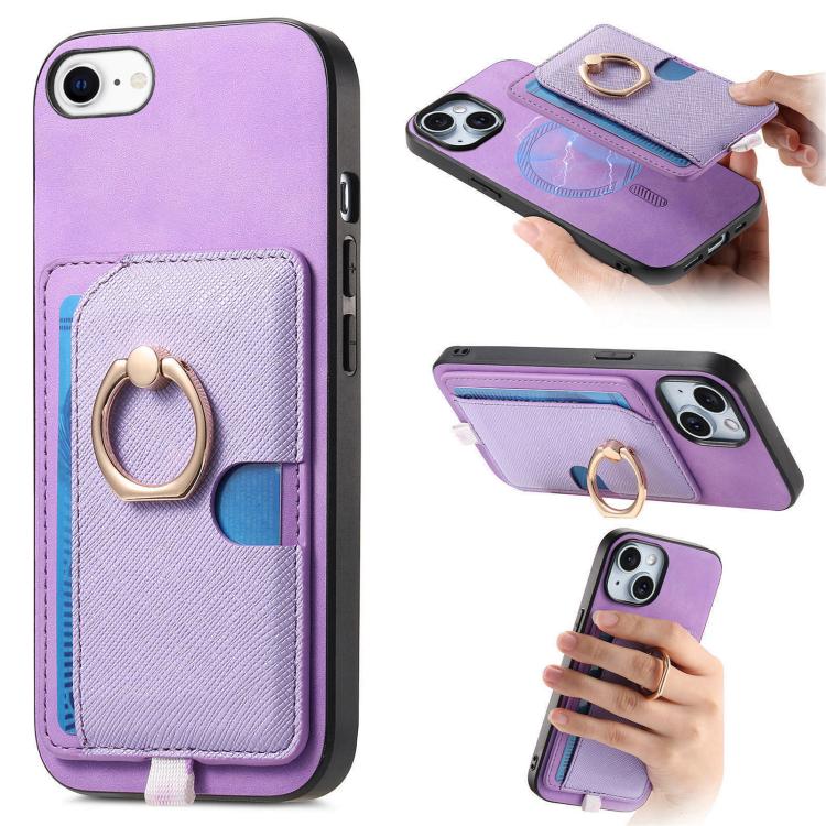 Retro Cross Leather Ring Side Insert Card Bag MagSafe Phone Case