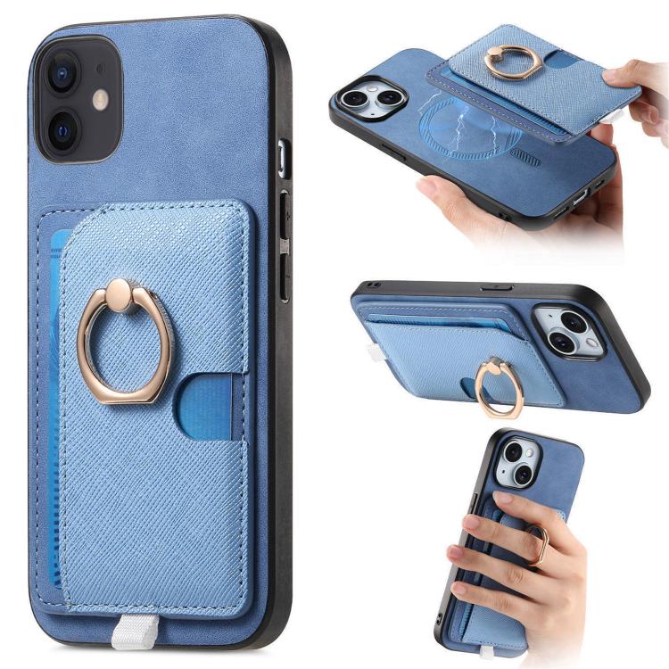 Retro Cross Leather Ring Side Insert Card Bag MagSafe Phone Case