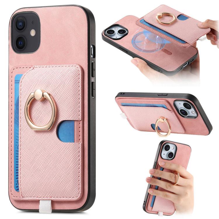 Retro Cross Leather Ring Side Insert Card Bag MagSafe Phone Case