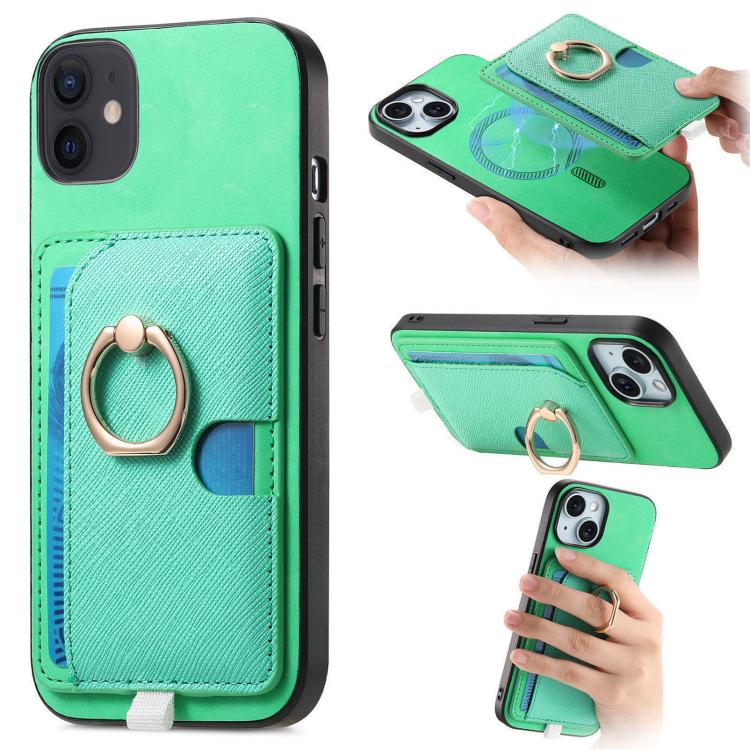 Retro Cross Leather Ring Side Insert Card Bag MagSafe Phone Case
