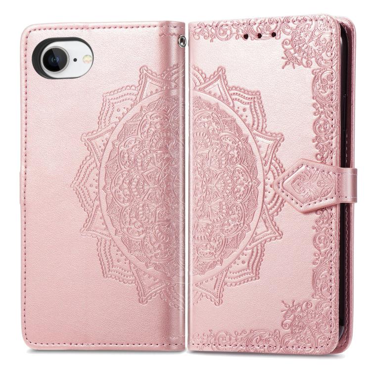 Mandala Flower Embossed Leather Phone Case, iPhone 16e