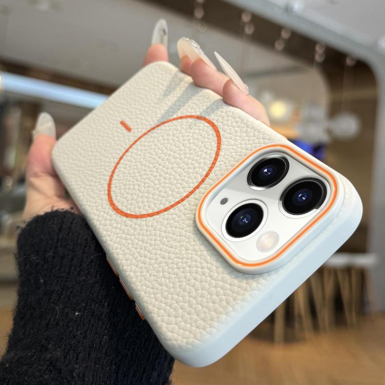 Orange Ring MagSafe Litchi Grain TPU Phone Case, For iPhone 11 Pro
