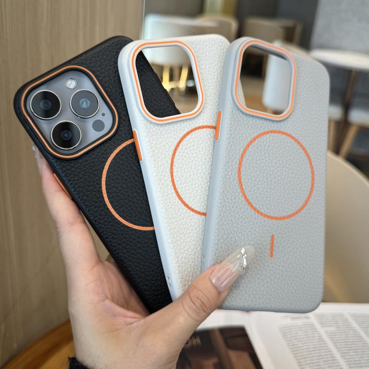 Orange Ring MagSafe Litchi Grain TPU Phone Case, For iPhone 11 Pro