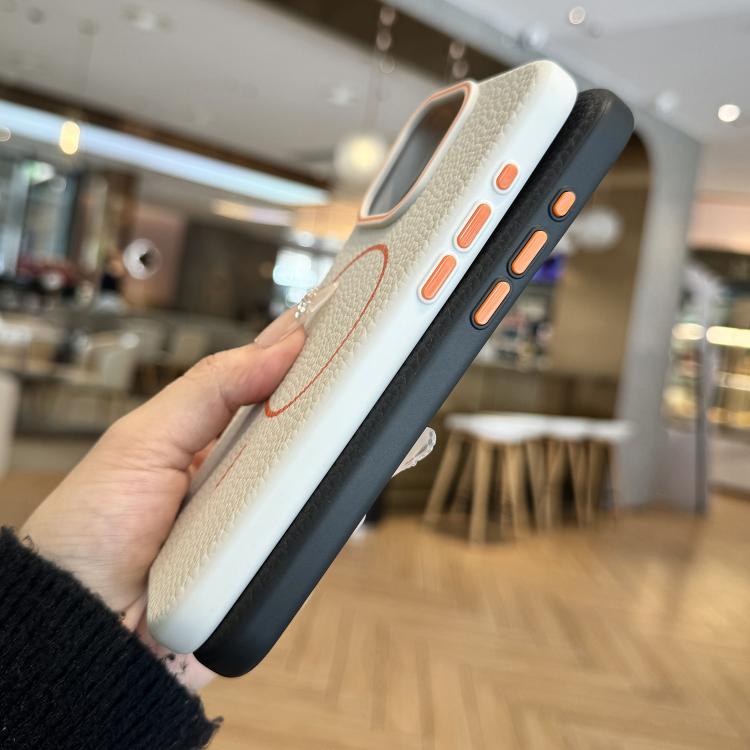 Orange Ring MagSafe Litchi Grain TPU Phone Case, For iPhone 11 Pro