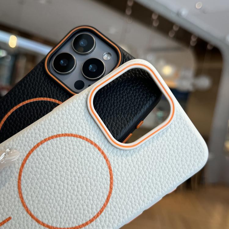 Orange Ring MagSafe Litchi Grain TPU Phone Case, For iPhone 11 Pro
