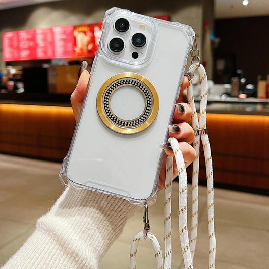 Traveler Crossbody Lanyard MagSafe Four-corner TPU Clear Phone Case, For iPhone 14 Pro, For iPhone 14 Pro Max, For iPhone 13 Pro Max, For iPhone 13 Pro, For iPhone 13, For iPhone 12, For iPhone 12 Pro Max, For iPhone 12 Pro, For iPhone 11 Pro Max
