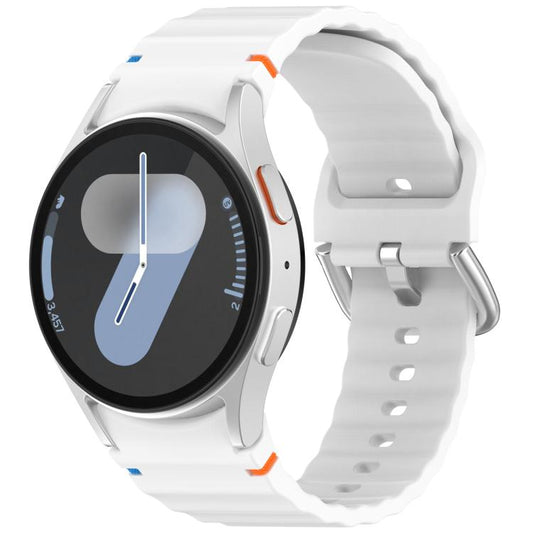Wavy Grain Stitched Silver Buckle Silicone Watch Band, For Samsung Galaxy Watch 7 40 / 44mm