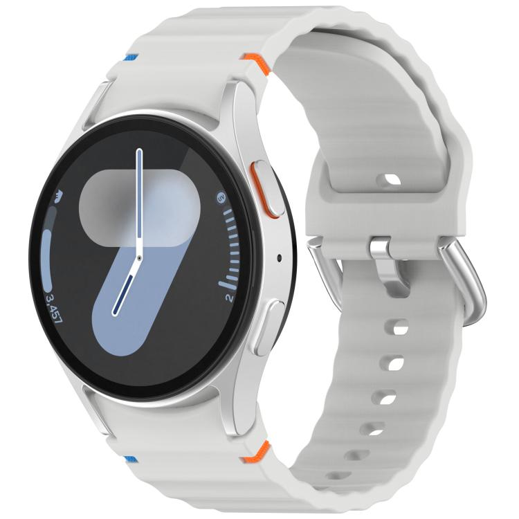 Wavy Grain Stitched Silver Buckle Silicone Watch Band, For Samsung Galaxy Watch 7 40 / 44mm