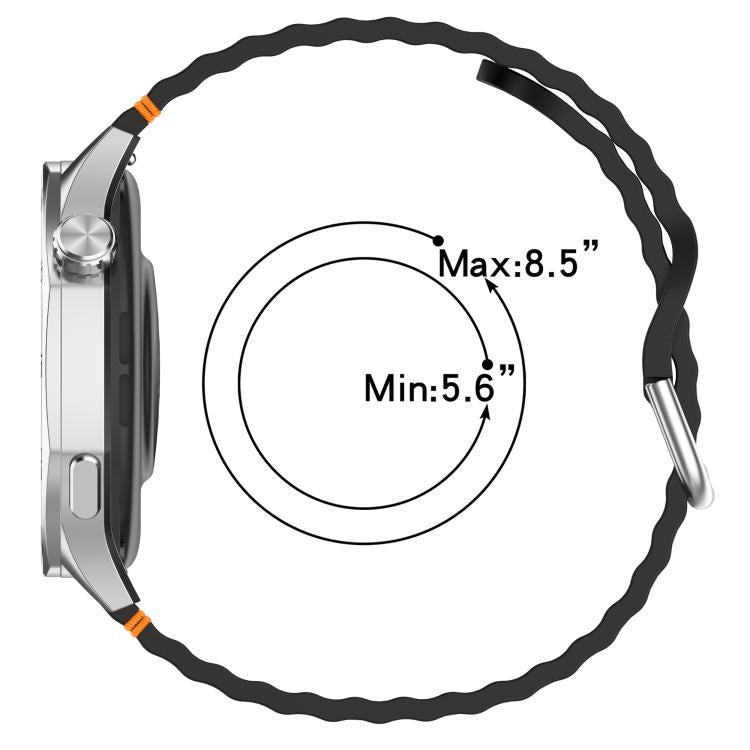 Wavy Grain Stitched 22mm Silicone Watch Band, For Samsung Galaxy Watch 3 45mm