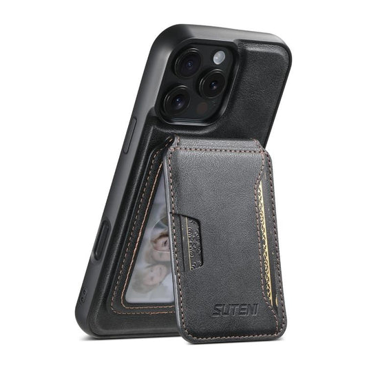 Suteni M3 Card Bag MagSafe Cowhide Texture Leather Phone Case, For iPhone 15 Pro Max, For iPhone 15 Pro, For iPhone 15 Plus, For iPhone 15, For iPhone 14 Plus, For iPhone 14, For iPhone 14 Pro, For iPhone 14 Pro Max