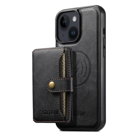 Suteni M4 Magnetic Card Bag MagSafe Leather Phone Case, For iPhone 14 Plus, For iPhone 14, For iPhone 14 Pro, For iPhone 14 Pro Max, For iPhone 13 Pro Max, For iPhone 13 Pro, For iPhone 13, For iPhone 12