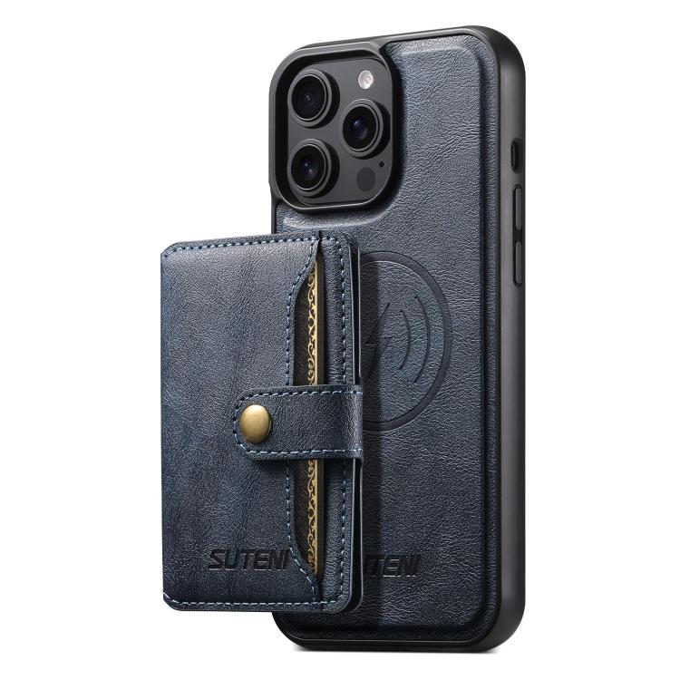 Suteni M4 Magnetic Card Bag MagSafe Leather Phone Case, For iPhone 12 Pro Max, For iPhone 12 Pro