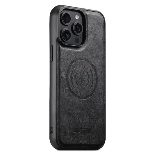 Suteni G5 Cowhide Leather MagSafe Magnetic Phone Case, For iPhone 15 Pro Max, For iPhone 15 Pro, For iPhone 15 Plus, For iPhone 15, For iPhone 14 Plus, For iPhone 14, For iPhone 14 Pro, For iPhone 14 Pro Max