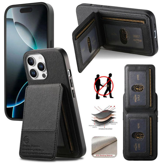 Twill Fabric Leather Vertical Flip RFID Card Bag Phone Case, For iPhone 11 Pro, For iPhone X / XS