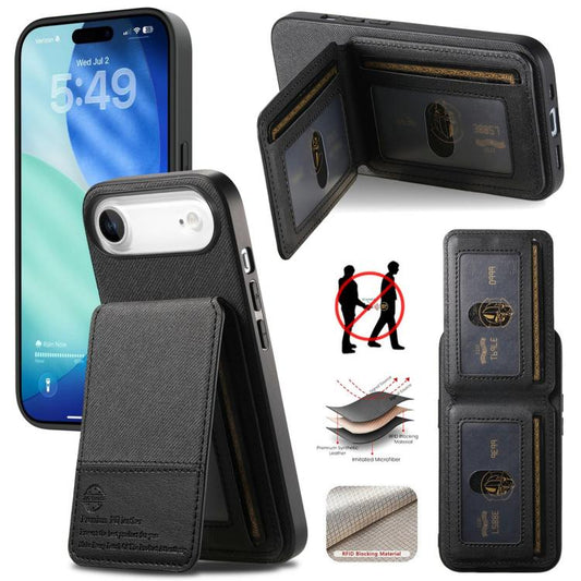 Twill Fabric Leather Vertical Flip RFID Card Bag Phone Case