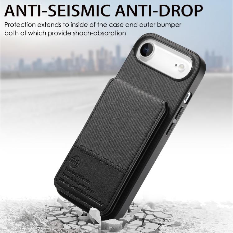 Twill Fabric Leather Vertical Flip RFID Card Bag Phone Case