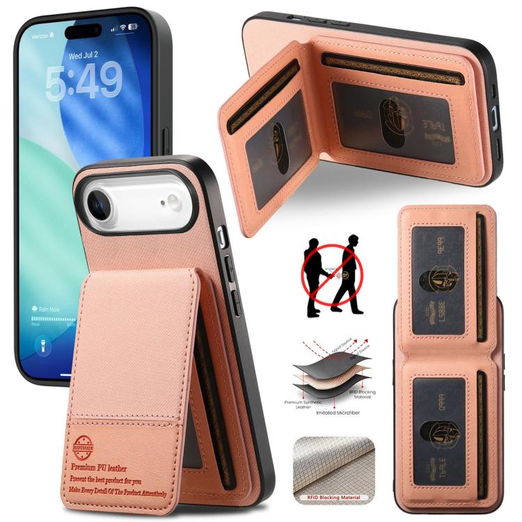 Twill Fabric Leather Vertical Flip RFID Card Bag Phone Case