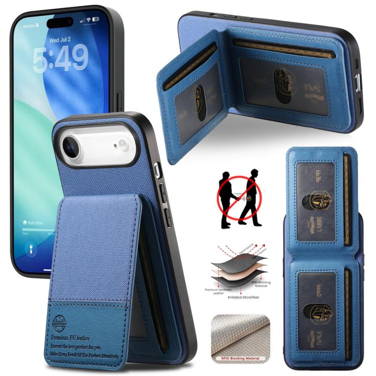 Twill Fabric Leather Vertical Flip RFID Card Bag Phone Case