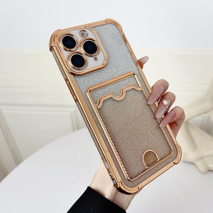 Four-cornered Glitter Electroplated Card Bag TPU Phone Case