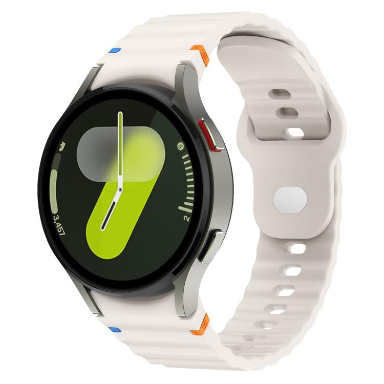 Wavy Grain Stitched Reverse Buckle 20mm Silicone Watch Band, For Samsung Galaxy Watch 7 40mm / 44mm