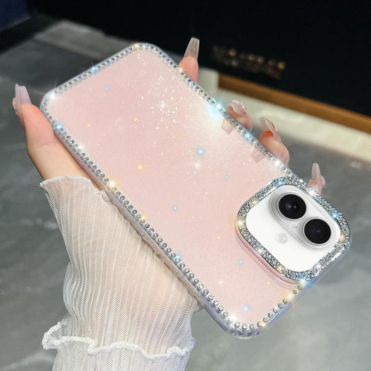 Rhinestone Glitter TPU 4-corners Anti-fall Phone Case, For iPhone 16, For iPhone 15 Pro Max, For iPhone 15 Pro, For iPhone 15