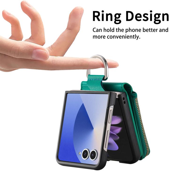 Litchi Texture Ring Vertical Zipper Wallet Phone Case