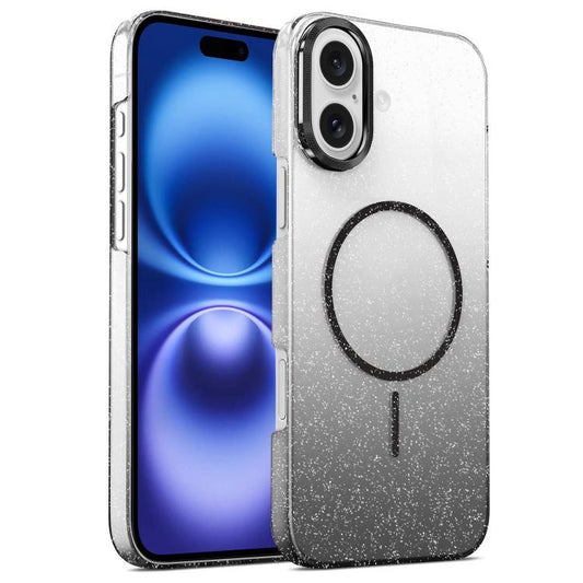 Gold Diamond Glitter Gradient MagSafe Shockproof Phone Case, For iPhone 16, For iPhone 15 Pro Max, For iPhone 15 Pro, For iPhone 15 Plus