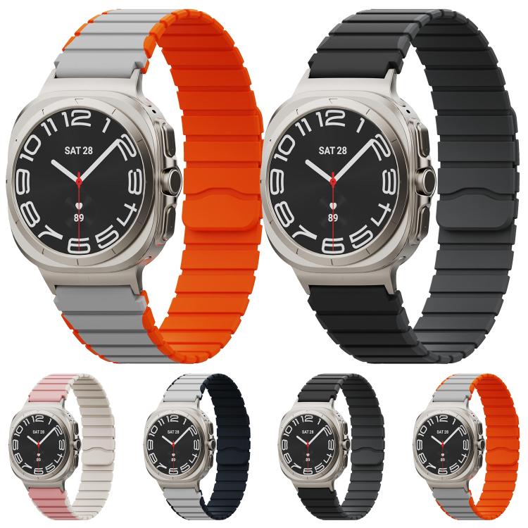 Magnetic Two Color Silicone Watch Band, For Samsung Galaxy Watch Ultra 47mm